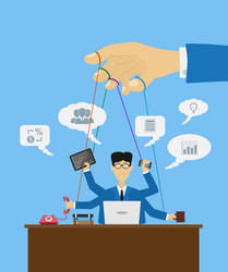Puppet Worker with Multiple Hands vector image