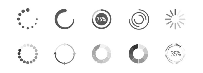 Round circle buffer loader icon set flat vector