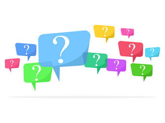 Speech bubbles with multicolored question marks vector