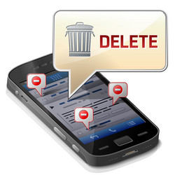 smartphone with message bubble about data delete vector image