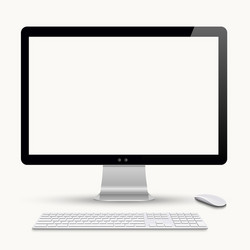 Computer Monitor with Keyboard and Mouse vector image