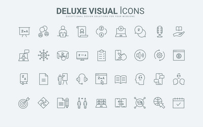 learn foreign language line icons set online vector image