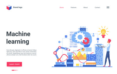 Machine ai learning landing page specialist vector