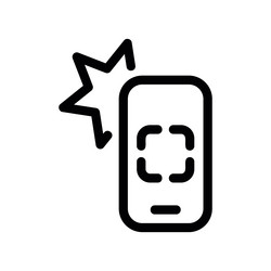 smartphone displaying focus frame with a flash vector image