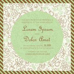 Ribbon banner wedding invitation frame template Vector Image