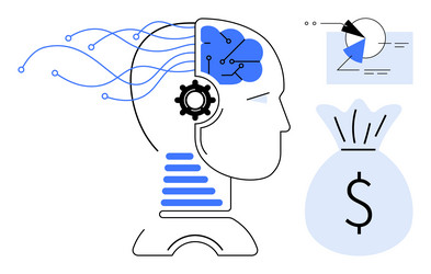 artificial intelligence enhancing data analysis vector image