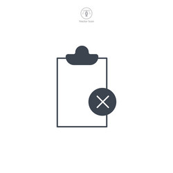 Cross mark on document icon symbol isolated vector