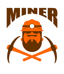 Miner logo mining bitcoin crypto currencies vector