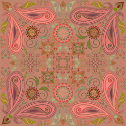 bandana paisley design- colorful print square Vector Image