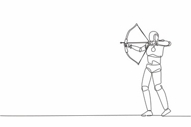 single continuous line drawing robot trying vector image