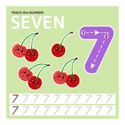 trace number seven learning to count and write vector image
