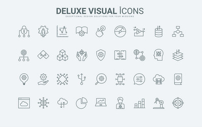 machine learning thin black and red line icons set vector image