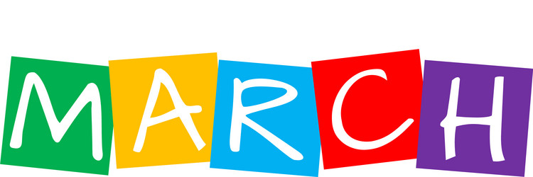 march text in colorful rotated squares vector image