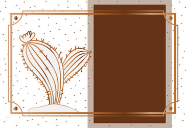 Pattern cactus with frame golden isolated icon vector