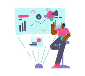 Presentation speaker or lecturer showing report vector