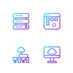 set line cloud technology data transfer computer vector image