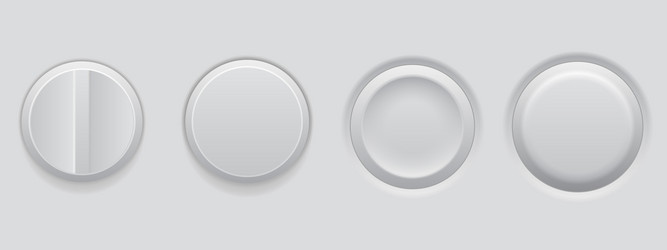 white plastic buttons 3d web interface elements vector image