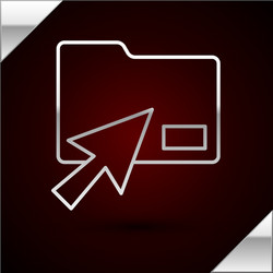 Silver line cursor click document folder icon vector