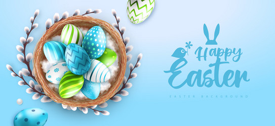 holiday easter background with eggs vector