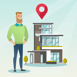 realtor on background of house with map pointer vector image