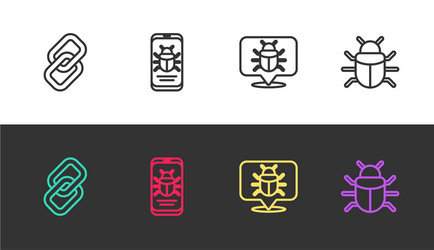 set line chain link system bug on mobile vector image