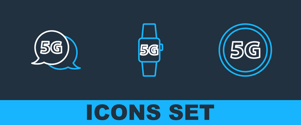 set line globe 5g sim card network and smart vector image