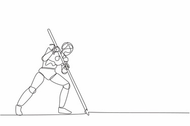 single continuous line drawing robot mark goal vector image