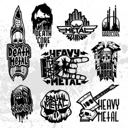 Heavy metal rock badges set Royalty Free Vector Image