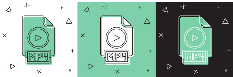set mp4 file document download button icon vector image