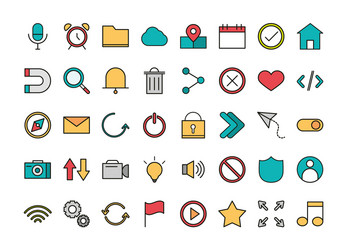 Set user interface icons mobile app button vector