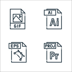 file type line icons linear set quality vector image