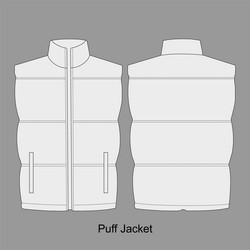 Puffer jacket technical drawing mockup Royalty Free Vector