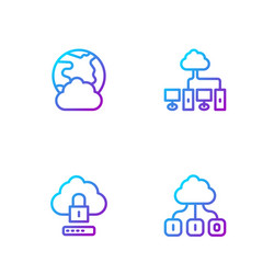 set line cloud technology data transfer computing vector image