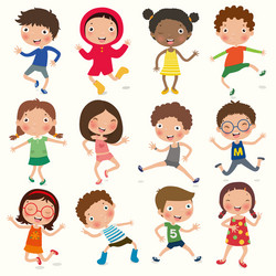 Children Playing - Diverse Kids Vector Image