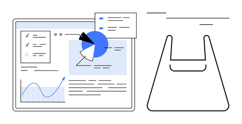 data analysis dashboard with pie chart line graph vector image