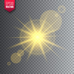 Glowing light on transparent background lens vector