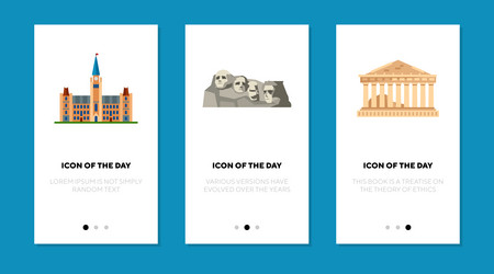 Country landmarks flat icon set Royalty Free Vector Image