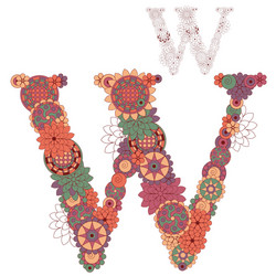 Letter w words educational set with cartoon Vector Image