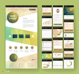 website template design with interface elements vector