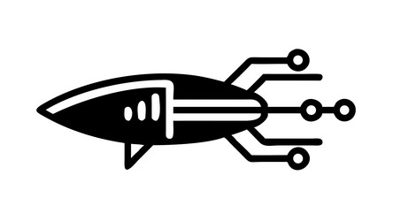 abstract rocket with digital connections design vector image