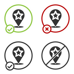 Black map pointer with star icon isolated on white vector