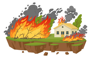 Cartoon forest fires natural disaster fire damage vector