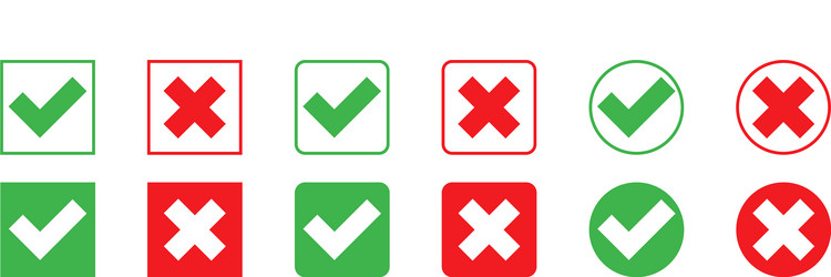 cross mark and check set isolated icon vector image