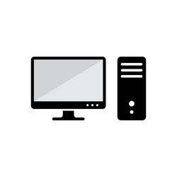 desktop computer icon or pc design isolated vector image