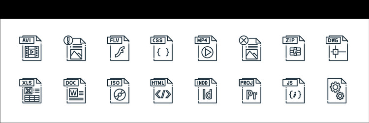 file type line icons linear set quality vector image