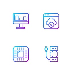 set line server processor with cpu monitor graph vector image