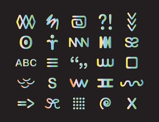 colorful gradient random shapes symbols set vector image