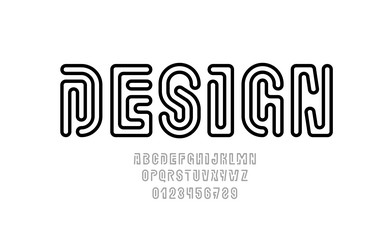 digital font alphabet from segment line minimal vector image