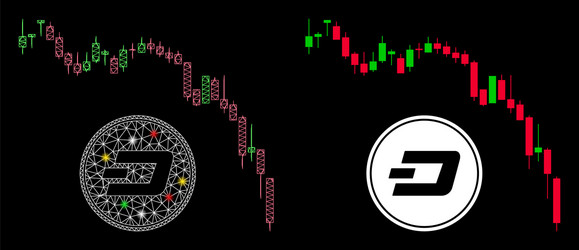 glowing mesh network dashcoin panic fall chart vector