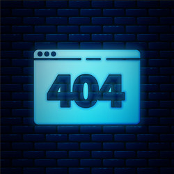 glowing neon page with a 404 error icon isolated vector image